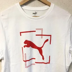 (^w^)b PUMA プーマ 半袖  Tシャツ ティー シャツ カットソー 丸首 クルーネック ロゴ プリント スポーツ オシャレ かっこいい 大きいサイズ コットン 綿混 ホワイト 白 メンズ サイズ XL