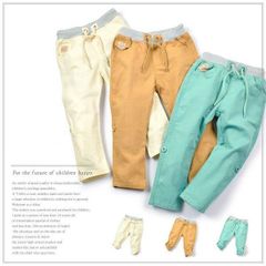 子供服 キッズ ロールアップ仕様 ロングパンツ 女の子 男の子 ボトムス　全2色