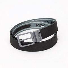メンズベルト 人気ブランド FILA フィラ 38mm リバーシブル レザーベルト ブラック×連続ロゴプリント USA直輸入 ビジネス カジュアル FF11406 送料無料