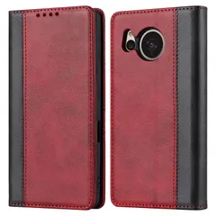 【特価セール】SoftBank 楽天モバイル docomo カバー センス7 レザー アクオス au 耐衝撃 手帳型 SHG10 スマホケース sh53c カード収納-レッド+ブラック ケース ケース SH-53C Sense7 AQUOS Ｈａｖａｙａ