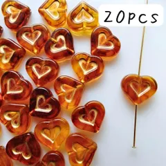 べっこう色ハートビーズ べっ甲 アンティーク ハンドメイドパーツ まとめ売り 茶色 ブラウン グラデーション ゴールド ヴィンテージ セット アクセサリー 手芸 工作 材料 ピアス イヤリング ブレスレット バッグチャーム キーホルダー