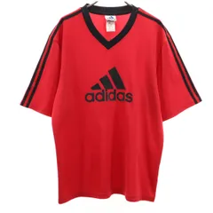 adidas アディダス 半袖 Vネック ウェア L レッド メンズ 古着