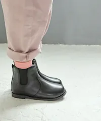 ファスナー付き キッズサイドゴアブーツ　ブラックPU k100