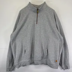 古着 カーハート Carhartt スウェット ハーフジップ トレーナー 大きいサイズ ワンポイントロゴ ポケット 2XL  グレー メンズ
