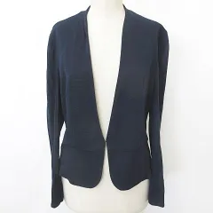 アンタイトル UNTITLED ジャケット ノーカラージャケット 長袖 ストレッチ 紺 ネイビー 4