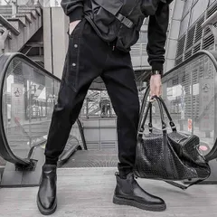 メンズ ファッション 服 男性用 オシャレ シンプル 大人 かっこいい 大きいサイズ ストリート 紳士服 九分丈 ストレッチジーンズ レッグ タイ パンツ 高級 韓国スタイル スリムフィット パンツ