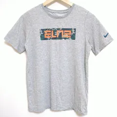 (^w^)b NIKE ナイキ ELITE エリート バスケ Tシャツ 半袖 グレー 灰色 バスケットボール TEE 迷彩柄 ボックスロゴ プリント スポーツ DRY FIT ドライフィット アウトドア レジャー 速乾 トップス レディース L