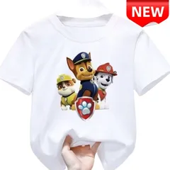 ✨新品✨パウパトロール キッズTシャツ チェイス マーシャル ラブル 子供服 半袖 キャラクターTシャツ 男の子 女の子 アニメ 綿100% 100-130cm プレゼント 誕生日 パウ・パトロール 幼稚園 保育園 普段着 通園着 夏服 白Tシャツ