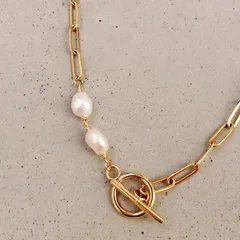 パール ネックレス チェーン 太め オールステンレス アレルギー マンテル