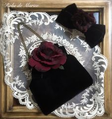 成人式にも素敵　シックな薔薇のがまぐちバッグ&髪飾り