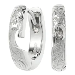 シルバー [Piena(ピエナ)サージカルステンレス316L ハワイアンジュエリー 合わせるとハート プルメリア スクロール フープピアス レディース (シルバー)