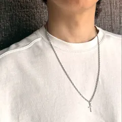 【新商品】シルバー ロープチェーンクロスネックレス 60センチ 長め 長い ロング ロングチェーンネックレス 十字架 ペンダント ジュエリー メンズ レディース 60cm ストリートファッション