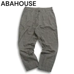 【美品】ABAHOUSE アバハウス 春夏★ グレンチェック テーパード スラックス パンツ Sz.46 メンズ グレーのサムネイル