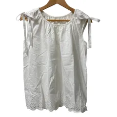 美品 BLUE LABEL CRESTBRIDGE ブルーレーベルクレストブリッジ 裾レース ショルダーリボン ノースリーブ ブラウス 38 ホワイト レディース 古着 中古 USED