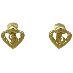 【在庫一掃】 クリスチャンディオール Christian Dior ロゴ デザイン イヤリング ハートモチーフ イヤリング GP ゴールド レディース 【中古】