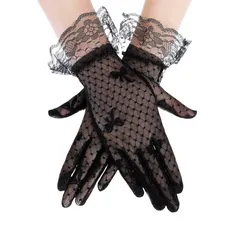 [MANJIAMEI] レディース 手袋 レース グローブ 結婚式手袋 UV手袋 花嫁手袋 パーティードレス レース ショート丈グローブ パーティー小物 結婚式 二次会 発表会 披露宴 ハロウイン 仮装 冠婚葬祭 自転車 紫外線対策 滑り止め 薄手