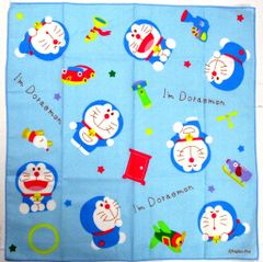 688850 キャラクター ランチクロス  ドラえもん（ I'm Doraemon ギンガム ブルー系 ) ドラエもん どらえもん ランチョンマット 給食ナフキン ランチマット 子供 幼稚園 ハンドメイド