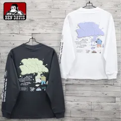新品 メンズ ベンデイビス BEN DAVIS BENDAVIS 長袖 Tシャツ 長袖Tシャツ ティーシャツ ロンT バブルロゴ バックプリント 袖プリント ユニセックス レディース 白 ホワイト チャコール グレー