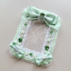 硬質ケース 推しカラー 硬質デコケース 硬質ケースデコ デコケース レースデコ 写真ケース アイドル写真 公式ブロマイド写真 B7 L版ケース パステルグリーン ミント ギフト 卒業式 入学式 結婚式