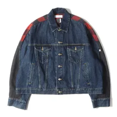 FACETASM ファセッタズム ジャケット サイズ:4 チェックネル コンビ オーバーサイズ デニムジャケット (CHECK DENIM JACKET) インディゴ ブラック レッド ブラック アウター ブルゾン 上着【メンズ】のサムネイル
