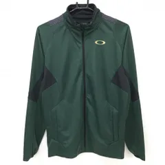 【超美品】オークリー ジャケット グリーン×黒 ロゴゴールド  メンズ S ゴルフウェア Oakley
