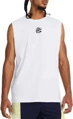 【送料無料】 アンダーアーマー メンズ Tシャツ トップス Under Armour Men's Curry Sleeveless T-Shirt White/Black