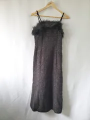 ◇ ⊇ GRL グレイル ツイード ロング丈 キャミ ワンピース サイズM ブラック系 レディース E  【1508060007094】
