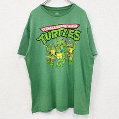 古着 used　アイドル忍者タートルズ　半袖オリジナルアニメプリントTシャツ　カジュアルデザイン　クルーネック　緑　XLサイズ