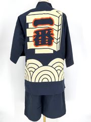 江戸乃華 Edo no hana 火消し 消防 半纏 甚平 法被 上下セット L 和風 和服