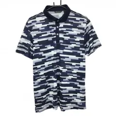 アディダス 半袖ポロシャツ ネイビー×グレー 総柄 肩英字ライン  メンズ XO ゴルフウェア adidas