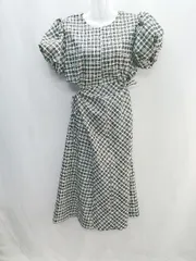 ◇ GLAMOROUS JANE チェック柄 半袖 ロング丈 ワンピース サイズ表記なし ブラック ホワイト レディース E  【1406180061746】