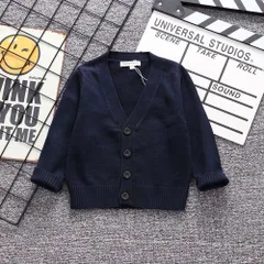 ☆ ネイビー ☆ 110cm ☆ カーディガン キッズ lyca287 カーディガン キッズ 中厚 羽織り 羽織 長袖 綿100％ フォーマル Vネック 無地 子供服 子供 こども 子ども 女の子 男の子 男女兼用 シンプル ベーシック 通園 通学