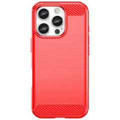 iPhone16 Pro Max ケース カーボン調 薄型 耐衝撃 ソフト ケース 【Color】レッド