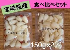 【宮崎のお漬物】ピリ辛らっきょう　玄米黒酢らっきょう　2袋セット　上沖産業