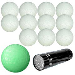 SALUDABLE 光る ゴルフボール 練習 蛍光 蓄光 長時間 発光 ナイター LEDライト付き (12個セット)