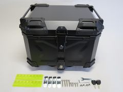 アルミトップケース 45L リアボックス ツーリングボックス 汎用 ワンタッチ オールブラック Cタイプ