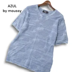 AZUL by moussy アズール マウジー ストーンウォッシュ加工★ 迷彩 カモフラ Vネック サマー ニット Tシャツ Sz.M メンズ