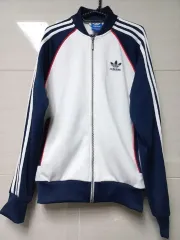 adidas(アディダス) 必須アイテム ホワイト-ネイビー トラックトップス ジャージ ジャージ ジップアップ 90 ／ S