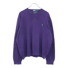 Polo by Ralph Lauren ポロ ラルフローレン Vネック コットンニット セーター パープル(メンズ XL)中古 古着 U9413