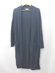 ◇ ⊃ PLST プラステ きれいめカジュアル系 長袖 ロングニットカーディガン サイズＭ ネイビー系 レディース E  【1507250013143】