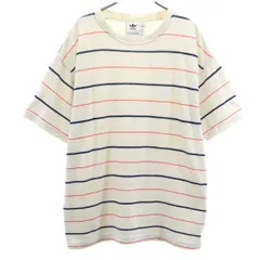 adidas Originals アディダスオリジナルス トレフォイルロゴ ボーダー柄 半袖 Tシャツ M オフホワイト メンズ 古着