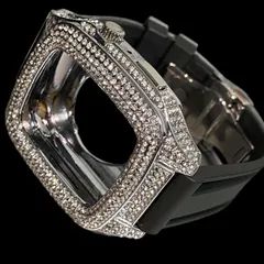 SB★applewatchバンド　ステンレス　カバー　キラキラ　ラバーベルト　アップルウォッチケース　44mm45mm メンズレディース