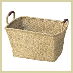 『シーグラス』四角タイプ収納ケース（両手持ち）「40×26×25cm」　※い草似,カントリー,和風,天然素材,かご,アジアン雑貨,バスケット,ボックス,リーズナブル,シンプル,定番,シリーズ,専門,レトロ,ナチュラル,和室,アジアン雑貨