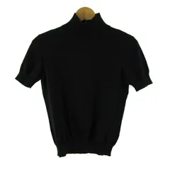 カルバンクライン ニット セーター 半袖 コットン100% ブランド トップス 黒 レディース Mサイズ ブラック Calvin klein 【中古】