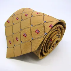 クリケット ブランド ネクタイ シルク 格子柄 総柄 PO メンズ イエロー CRICKET 【中古】