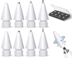 Inesore 【プロ推薦】8個入り アップルペンシル ペン先 交換用Apple pencil 第1/2世代/USB-C/Pro ipadペンシル ペン先 交換用 チップ 替え芯 高感度 予備8個セット (2つの元のペン先、2つの短いペン先、2つの細かいペン先