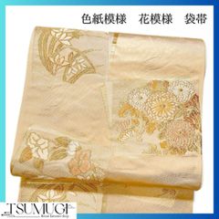 色紙模様 菖 菊花 桔梗 唐花 袋帯 着物 115a p - メルカリ