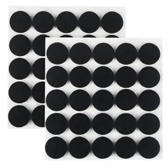ギノヤ 5mm厚めフェルトパッド, 50枚入り 25mm 丸い家具保護パッド キズ防止・防音 (ブラック) 1
