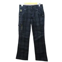 EDWIN GOLF 美品 タータンチェックパンツ ゴルフパンツ ストレート ダークグリーン 紺 ネイビー S