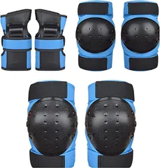 YRINA(ユリーナ) プロテクター キッズ スケボー スノーボード 子供 肘 膝 手首 キッズプロテクター セット 自転車 ジュニア( ブルー,  M)